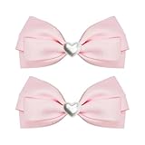 Haarspangen mit Schleife 2 Stück Französische Haarspange Schleife Satinschleife Haare Elegante Haarschleife für Damen Mädchen, Valentinstag, Hochzeit, Geburtstag (Rosa)