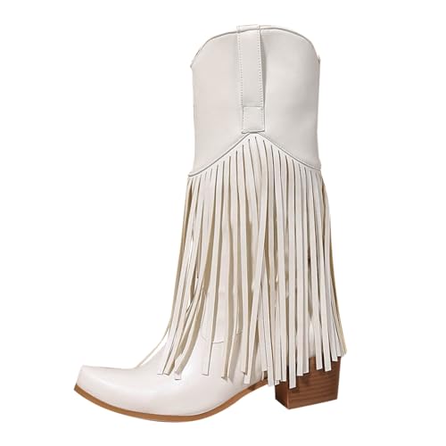 Generisch Botines góticos con flecos para mujer, tacón cuadrado, botas punk de combate, botas de combate para moto, cómodas, cortas, botines góticos, botines mediados de becerro, botas cortas de bidón