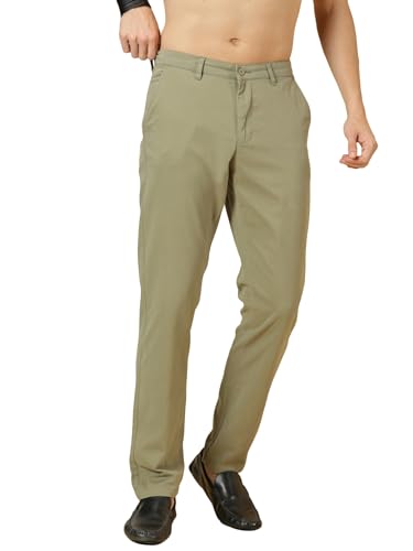 Image of Thomas Scott Men's | Solid | Light Weight | Breathable Fabric | 4 Pockets | Mid Rise | Slim Fit | 100% Cotton | Button Waist | Chino Trouser | Pants