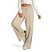 Wide Leg Sweatpants Women Winter Lounge High Waisted Y2k Sweatpants Y2k Casual Soft Athletic Workout Gym Drawstring Palazzo Pants with Pockets Fashion Comfy Trendy Trousers Pants for Women Khaki L