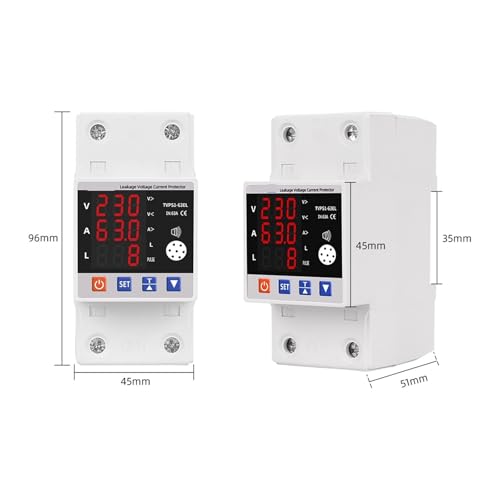 Relé de sobretensión 63A 230V con medidor de kWh y voltímetro digital para carril DIN 2