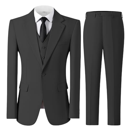 Men's 3-Piece Suits Fit Dress Suit Jacket Blazer Pants Vest Set Regular Wedding Tuxedos3