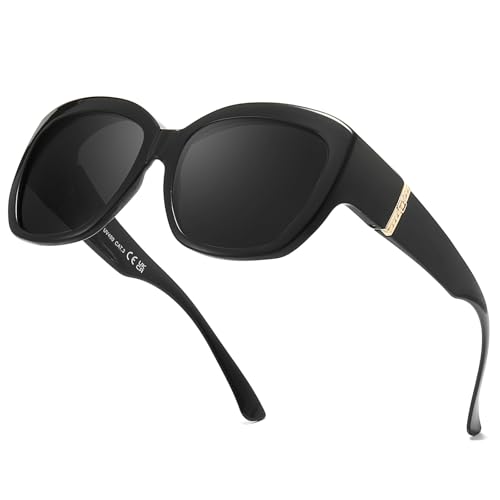 LVIOE Polarized Fit Over Glasses Sunglasses Women, Oversized Square Sun Glasses UV400 Protection Shades LS4205