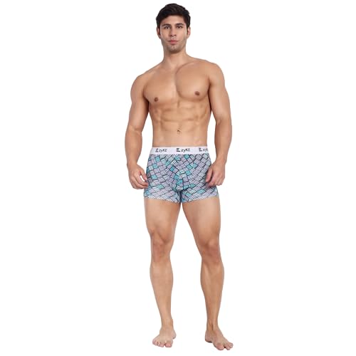Image of Zyke Men's Printed Cotton Trunk Innerwear | 95% Cotton 5% Elastane Stretch Underwear | Ultra Soft Waistband Anti-Bacterial Moisture Wicking Trunks for Men Pack of 1