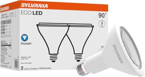 Image of Sylvania ECO LED PAR38 Light Bulb, 90W : 14W, 7 Year, Non-Dimmable, 1100 Lumens, Clear, 5000K, Daylight - 12 Pack (40882)