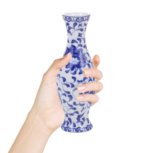 DIYEAH Vintage Blaue und Weiße Porzellanvase Handbemalt Antike Keramik...