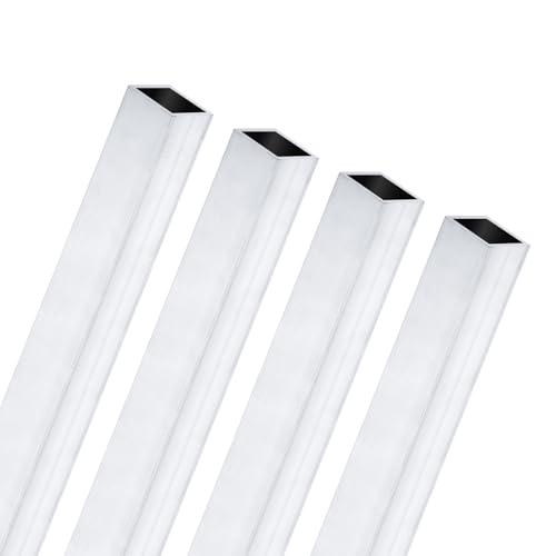 M METERXITY 4-Pack Tubo Cuadrado Aluminio 6063 300 Mm, Ancho Exterior 6x6 Mm Grosor Pared 1 Mm Tubo Aluminio Sin Costura Para Construcción cuadros/Mecanizado/Manualidades, Tubo Recto Metal