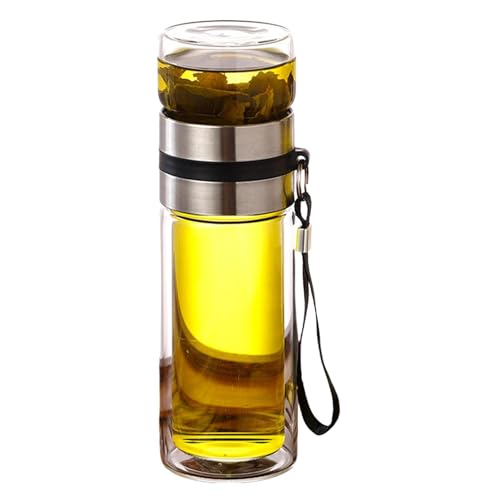 Infuseur à thé en verre - Bouteille à double paroi anti-fuite - Bouteille d'eau à double paroi - Séparateur d'eau - Bouteille d' de thé de voyage - Tasse à thé portable