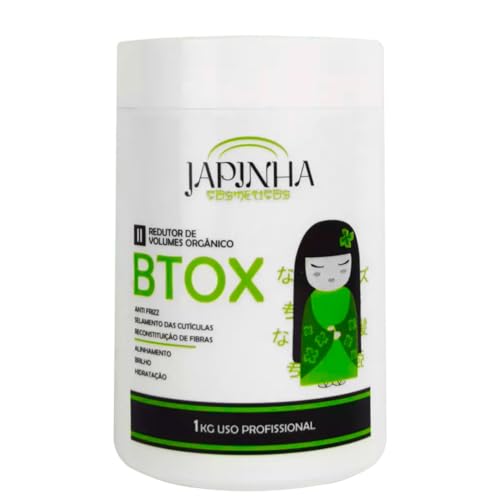 Btox Capilar Orgânico Japinha Cosméticos 1kg Alisamento Sem Formol Profissional Para todos os tipos de cabelos Tratamento Antifrizz Desmaia Cabelo Máscara Reparadora