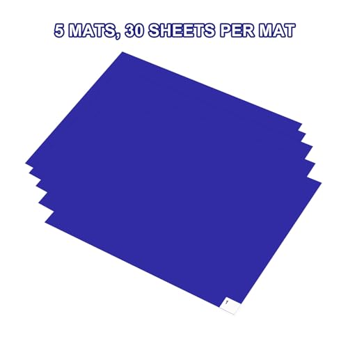 Image of uxcell 150pcs Adhesive /Sticky /Tacky Mats 13 inch x 17 inch Case of 5 Mats, 30 Sheets Each, for Cleanroom, Warehouse, Laboratory, Capture Dirt and Dust, Blue