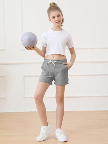 Resinta 5 Pack Girls Dry-Fit Running Shorts Athletic Performance Sports Shorts with Drawstring and Pockets for Kids4