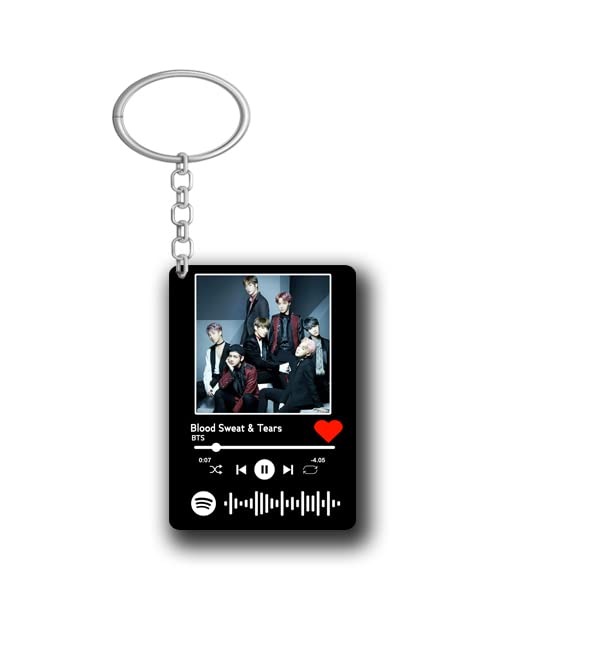 DON'T JUDGE ME Friendskart BTS Dynamite Spotify Keychain Gifts For Friends With Scannable Song Code | Size -6.5 x 4.5 cm and thickness of the plaque is 4 MM Black (Pack Of 1)