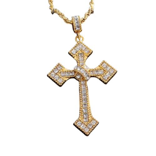 Collier croix glacée style punk rock : idée cadeau brillant pour hommes et femmes