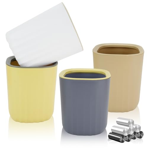 4 Stücke Mini Mülleimer, Tischmülleimer Klein mit 4 Rollen...