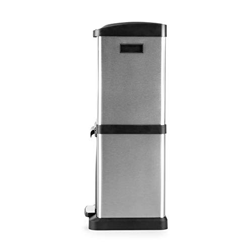 Klarstein Pedal Bin - 45L, 3 x 15L, Silver, Dual Compartment, Stainless Steel, Recycling Bin