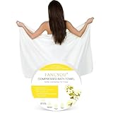 fancyou Pastillas de Toalla Comprimida Grandes - Toallas de Baño Desechables 100% Algodón para Viajes - Toallitas de Viaje 140 x 70cm Ideal para Hoteles,Playa,Natación,Vacaciones[1 Lote Amarillo]