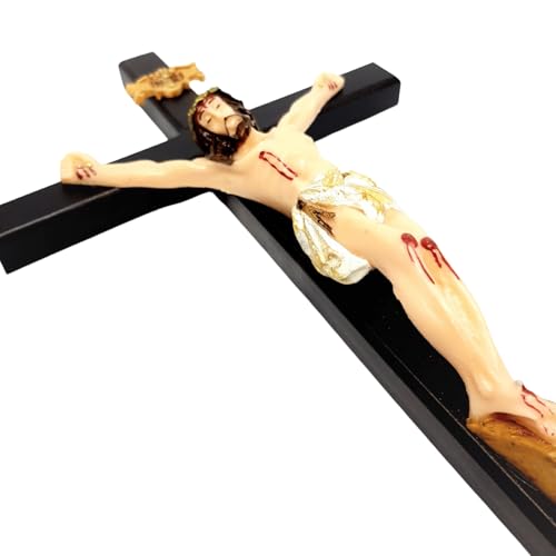 3000 - Crucifixo de parede c/Cristo em resina 33 cm