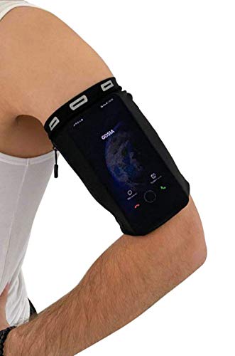 Fits All Cell Phone Armband Sleeve for Running Jogging Workout Exercise-Adjustable Arm Band Holder Case-One Elastic Size Fits All Smartphones-Wrist Pouch for Women and Men-Sturdy Zipped Pocket