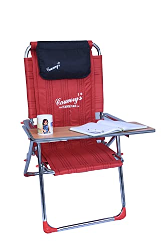 Image of cauvery Folding Study Chair with Cushion & Adjustable Writing Pad - (RED, for All Age) | Wrought Iron