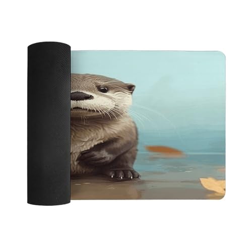Pad de escritorio Cute Otter de goma grande 60x30 cm miniatura 3