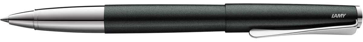 Lamy Studio Rollerball Pen 369 - Rollerball Pen in High Quality Palladium Finish in Black/Green with Propeller Clip - Rollerball Refill M 63 Black - Line Width M, Pack of 1 (Pack of 1)