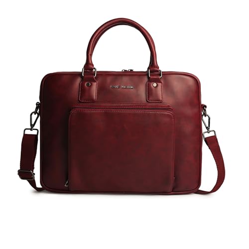 Image of Gauge Machine Professional Vegan Leather Messenger Briefcase Bag for Office |Fits upto 14 /15 / 16 inch Laptop |Separate Padded Laptop Compartment |Water Resistant |Men & Women |16L