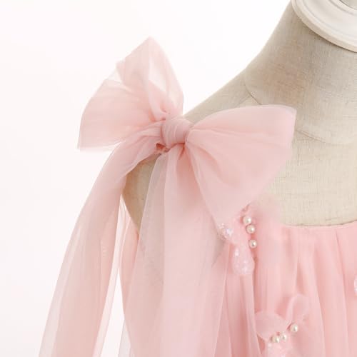 Baby Girl Sleeveless 3D Butterfly Floral Embroidery Ruffle Tulle Dress Toddler Birthday Party Tulle Dress3