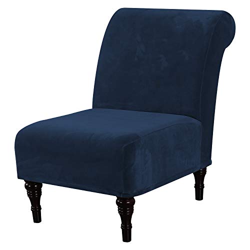H.VERSAILTEX Armless Accent Chair Covers Thick Velvet Armless Chair Slipcovers High Stretch Chair Covers for Living Room Hotel Machine Washable Furniture Protector with Elastic Bottom(Small,