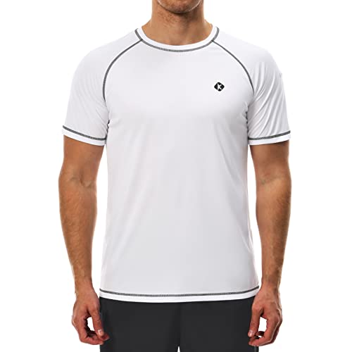 Men's Swim Shirts Quick Dry Rash Guard UPF 50+ Sun Protection Fishing Beach Water Shirts Short Sleeve