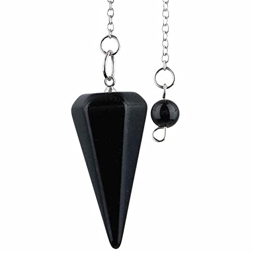 クリスタル宝石の石の六角形の尖った歩道ヒーリングレイキチャカラペンダント振り子チェーン-黒瑪瑙