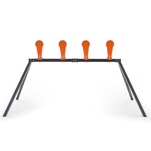 TE DEUM Self Resetting AR500 Steel Shooting Target System, 4-Plate Auto Reset Reactive Target, 3/8 Inch Hardened Steel, 5 x 12 Inch Plates for Rifle & Pistol Practice