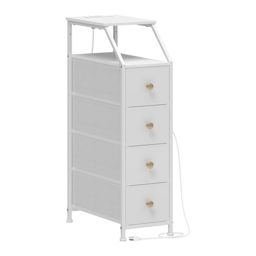 Tohomeor Narrow Dresser Tall Skinny Storage Tower Vertical Slim Chest of Drawers with Charging...
