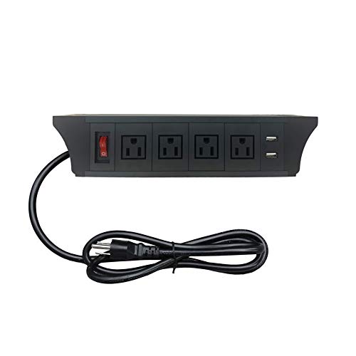 🔥 Cashback up to 70% Zeshan Under Desk Power Strip Recessed Mount Socket with 2 USB 4 Outlet 4-4/5 ft Extension Cord for Desk Office Home Hotel