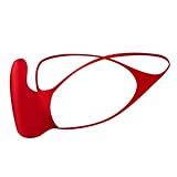 ChaoGii Sexy Mens Thong Low Rise Oil Shiny Mens G String T-Back Underwear Thongs Bulge Pouch Mens Lingerie Red