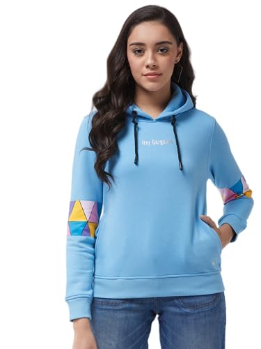 Image of Modeve Women Printed Hooded Sweatshirt for Winter