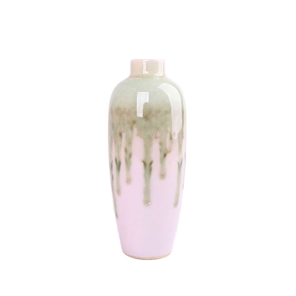 asdchZen Vase Ceramic Vase Jingdezhen High Temperature Kiln Glaze Living Room Dining Room Hydroponic Dried Flower Flower Arrangement Decoration Decoration,B-18.5cm