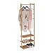 Relaxdays Appendiabiti in bambù e MDF, Guardaroba con 3 Ripiani e 4 Ganci, Scarpiera, HxLxP: 164 x 49 x 28 cm, Naturale, 50%