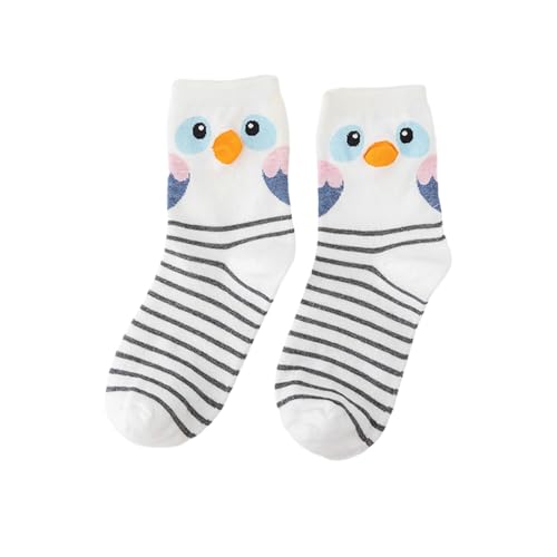 5 pairs - spring and summer pure cotton women's thermal socks, animal striped stockings