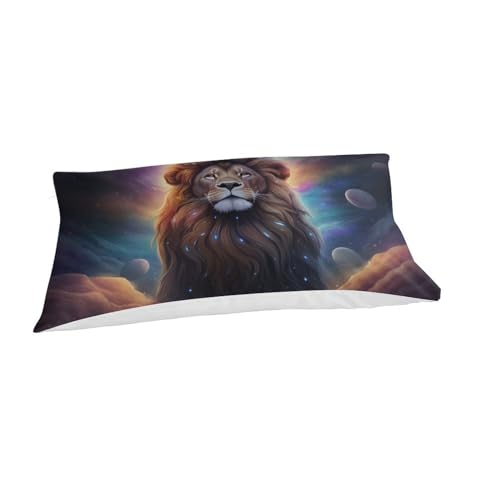 Housse de couette lion 3D 135x200 cm avec 2 taies d'oreiller zippées pour lit enfant