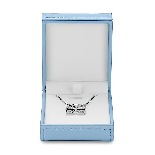 Leather Necklace Box Necklace Gift Box Velvet Interior Pendant Case Long Chain Display Storage Case for Anniversary Wedding Birthday Mother's Day Gifts (Blue)