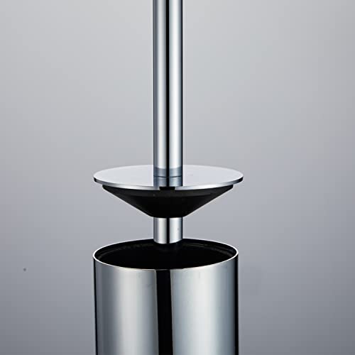 Image of Freestanding Luxury Toilet Brush 304 Stainless Steel Toilet Brush and Holder 19-Inches Tall Round Rust Resistant Anti-Odor and Easy to Clean with Polished Chrome Finished