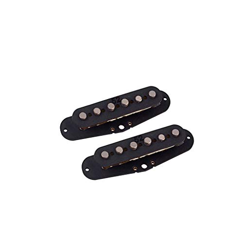 Alnicov 2 pastillas de guitarra vintage de bobina simple de 52 mm, pastillas de puente Alnico 5 para guitarra ST (negro)