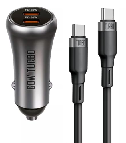 Casepro Carregador Veicular Turbo 60w Carro Com Cabo Dual Usb C Tipo C Para Iphone 15 16 Samsung Galaxy S24 S23 S22 S21 S20 Xiaomi