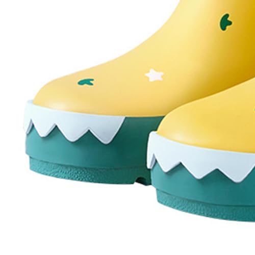 Zerodis Cartoon Dinosaur Kids Rain Boots, Slip Tall Design Rubber Boys GirlsElasticity (Yellow and Green Dinosaur 27)4
