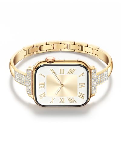 Image of VISOOM Gold Apple Watch Bands for Women 42 /41 /40 /38mm, Jewelry Metal T-Shaped Bands for Dressy Apple watch Series SE 11 /10 /9 /8 /7~1 Band Thin Slim Fancy Bling Iwatch Bracelet Women On Daily /Gift
