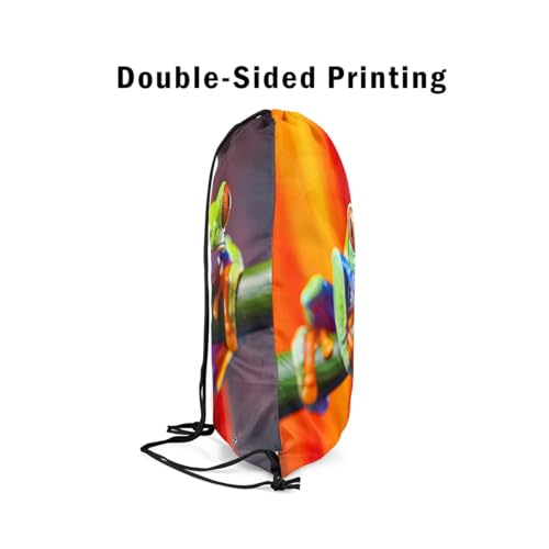 Erosebridal Cute Animal Drawstring Backpack 13X15.7 Red Eyed Tree Frog Drawstring Bags Tropical Cinch Bag Frog Family String Backpack For Camping Traveling Trip,Reversible Foldable4