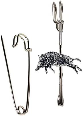 Broche Hand Creations A55 en forme de sanglier pour homme en éventail de kilt 7,6 cm-long