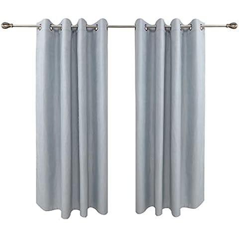 Pincy Heavy Blackout Curtains Eyelet, Thick Thermal Insulated Bedroom Curtains 2-Panels 46x54 Inch Grey Cover