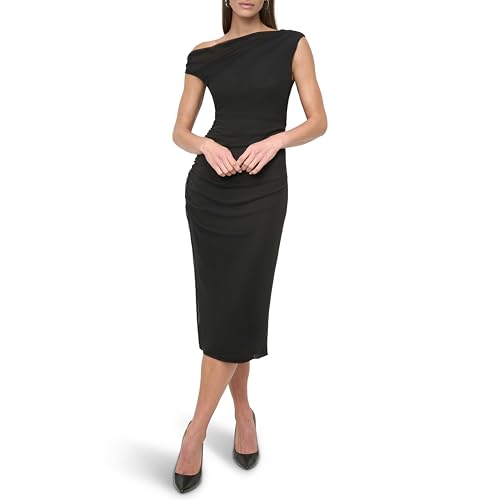 DKNY Women's One Shoulder Asymmetric Neck Side Slit Bodycon Midi Dress2