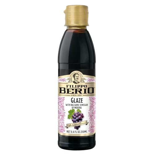 Filippo Berio Balsamic Vinegar Glaze of Modena for Drizzling, Marinades and Finishing, Gluten Free, Non-GMO, rPET, 8.4 Ounce (Pack of 1)